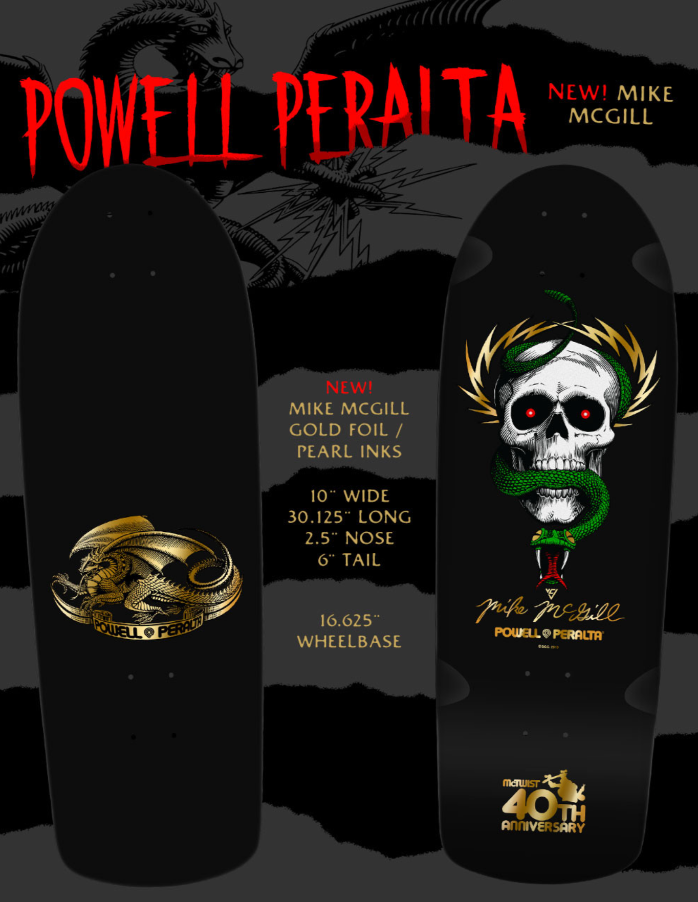 POWELL PERALTA OG MCGILL 10' MCTWIST (40TH ANNIVERSARY) DECK